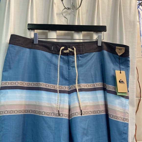 NWT Men’s QuickSilver Highline Surfsilk Blue Striped Board Shorts Size 40 - Picture 2 of 14